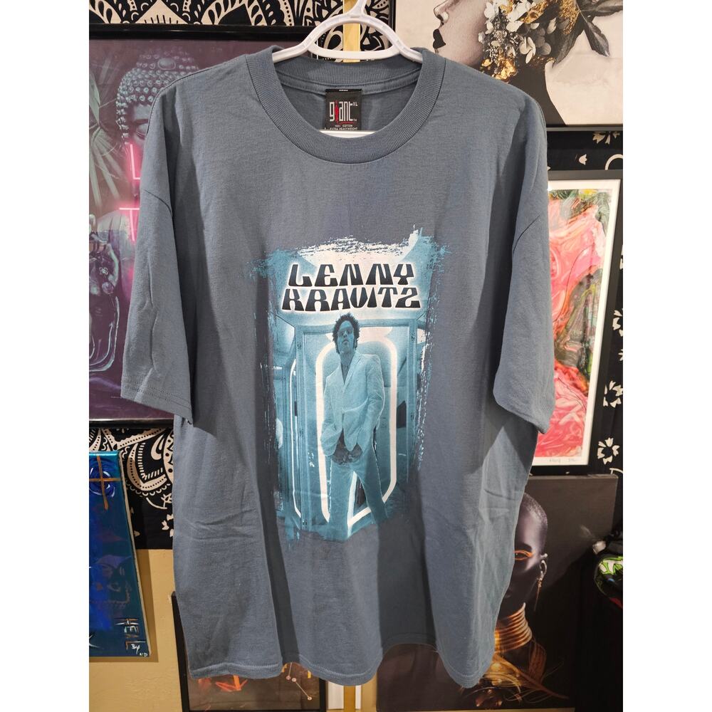 Rare Vintage 1999 Lenny Kravitz T-Shirt Blue Size Licensed Band Tee XL
